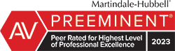 Martindale-Hubbell Preeminent AV award - Peer rated for highest level of professional excellence.